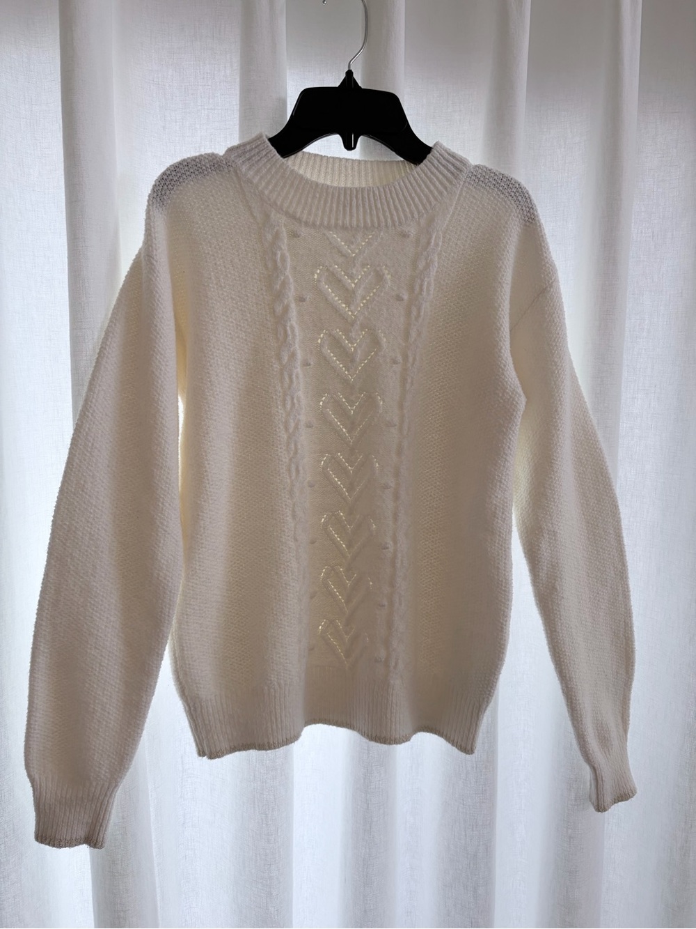 Crewcuts Cream Cable-Front Crewneck Sweater